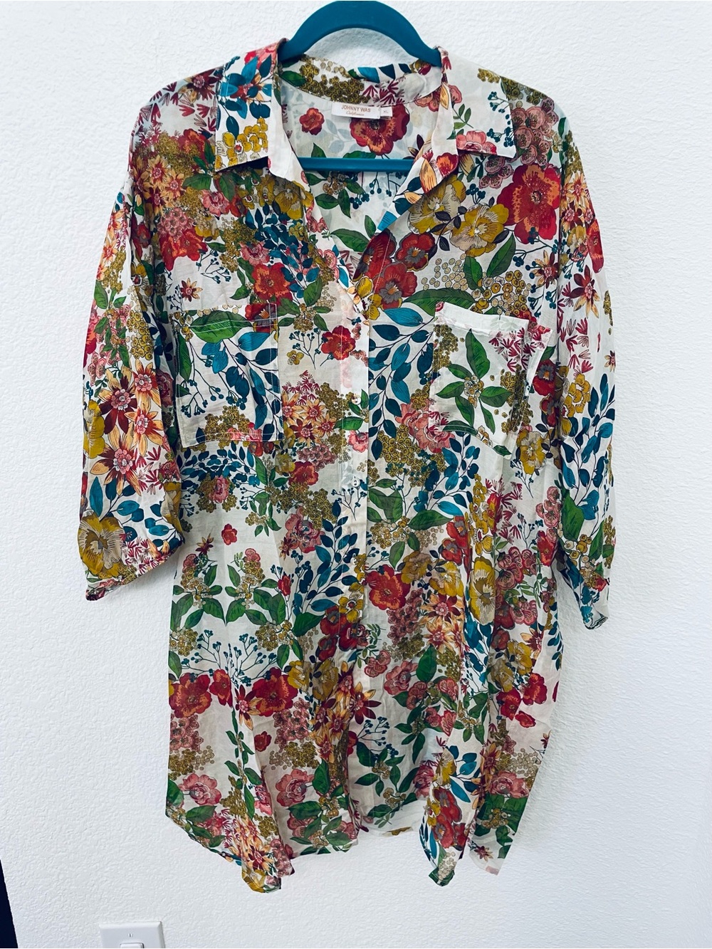 Johnny Was Floral Button-Up Tunic in Multi Colorway